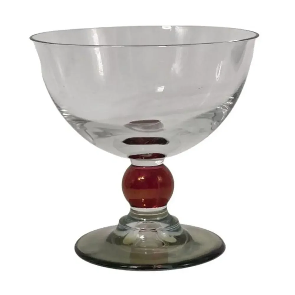 Cerve Italy Ruby Amber Red Ball Stem Coupe Champagne Dessert Glasses Vintage